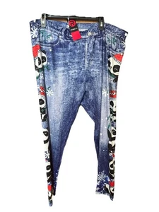 Rosegal Panda Leggings Denim Christmas Snowflake Size 4x / 22 Women’s - Picture 1 of 8