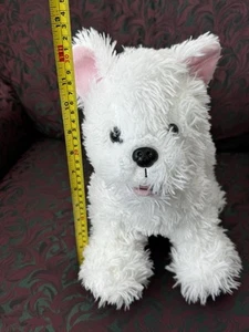 11" BAB Build A Bear Plush White Fluffy Shaggy Westie Dog with Red Collar - Bild 1 von 8