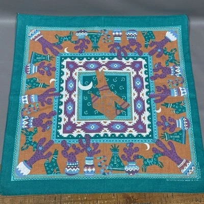 复古嚎叫土狼仙人掌西南头巾手帕美国制造 — 第 1/3 张图片