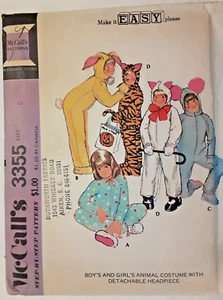 Vintage OOP McCall's Schnittmuster 3355 Kinder Tier Kostüm Nähen Basteln Projekt H - Bild 1 von 2