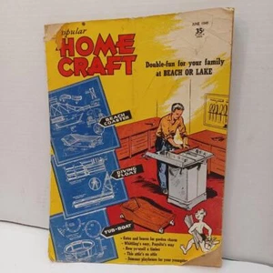 Vintage June 1949 Popular Home Craft Magazine Table Lamp Fences Whittling - Picture 1 of 11