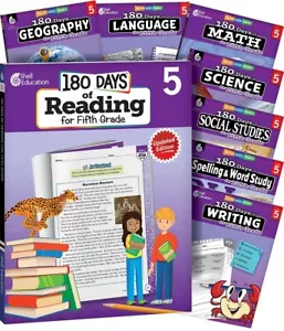 5th Grade 5 180 Days of Practice 8 Subject Curriculum Bundle Homeschool Workbook - Picture 1 of 1