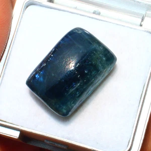 28 Cts Cianite Blu Naturale Alta Qualità 20x13,6mm Cuscino Cabochon Pietra Preziosa Sciolta - Foto 1 di 11