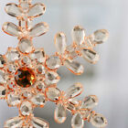 Set of 2 Apricot Acrylic Crystal 7" Snowflake Ornaments with Rhinestone Centers