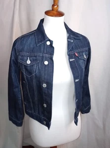 Chaqueta de Camionero Levi's Pequeña Juvenil 8/10 Azul Lavado Oscuro Denim Etiqueta Roja Todo Algodón - Imagen 1 de 24