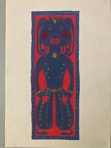 Lot 3, Belle Painting Gouache Paper 1980 Art Raw Portrait Woman Oriental - Picture 1 of 8