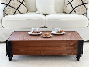 Couchtisch Mesa de Salón Sofá Madera Maciza Vintage Shabby Desván Retro Braun - Imagen 1 de 6