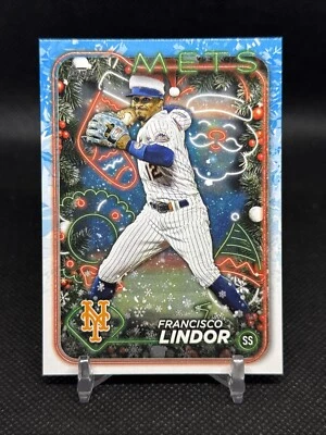 2024 Topps Holiday Francisco Lindor #H36 Image Variation Santa Hat SP Mets - Image 1 of 4