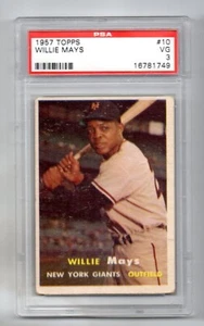 WILLIE MAYS 1957 TOPPS #10 PSA 3 GIANTS GREAT EYE APPEL VINTAGE ANNI 50 57 - Foto 1 di 2
