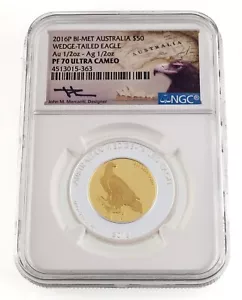 2016-P Bi-Metal Australia $50 1/2 Oz Gold/Silver Eagle NGC PF70 Ultra Cameo Merc - Picture 1 of 14