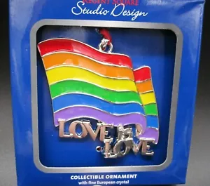 Regente Cuadrado Arco Iris Bandera Amor es Amor LBGTQ Vacaciones Navidad Adorno - Imagen 1 de 2