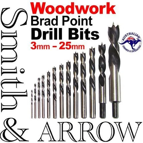 7P SET WOODWORKING DRILL BIT BRAD POINT WOOD 4 5 7 6 8 10 12mm TIMBER SHANK - image 1 of 4
