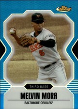 2007 Finest Refractors Blue Baltimore Orioles Baseball Card #7 Melvin Mora /399