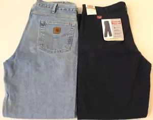 LOT OF 2 - CARHARTT & WRANGLER Cotton Duck Denim Size 36 x 34 Pants - Picture 1 of 12