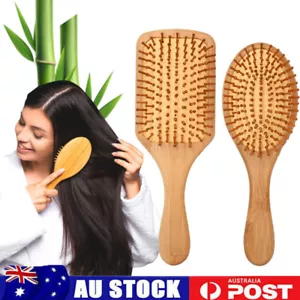 Anti-Static Bamboo Wooden Hair Brush Oval Head Meridian Massage Air Cushion Comb - Picture 1 of 23