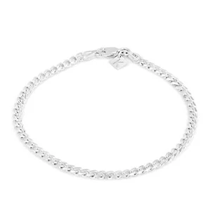Brazalete de cadena de eslabón cubano de plata esterlina 925 de Miami (todos los anchos/longitudes) - Imagen 1 de 13
