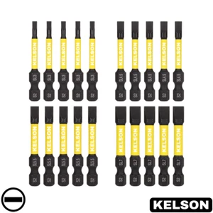 20 x 50mm Mixed Slotted 3mm 4.5mm 5.5mm 7mm Impact Screwdriver Bits 1/4" KELSON - Picture 1 of 9