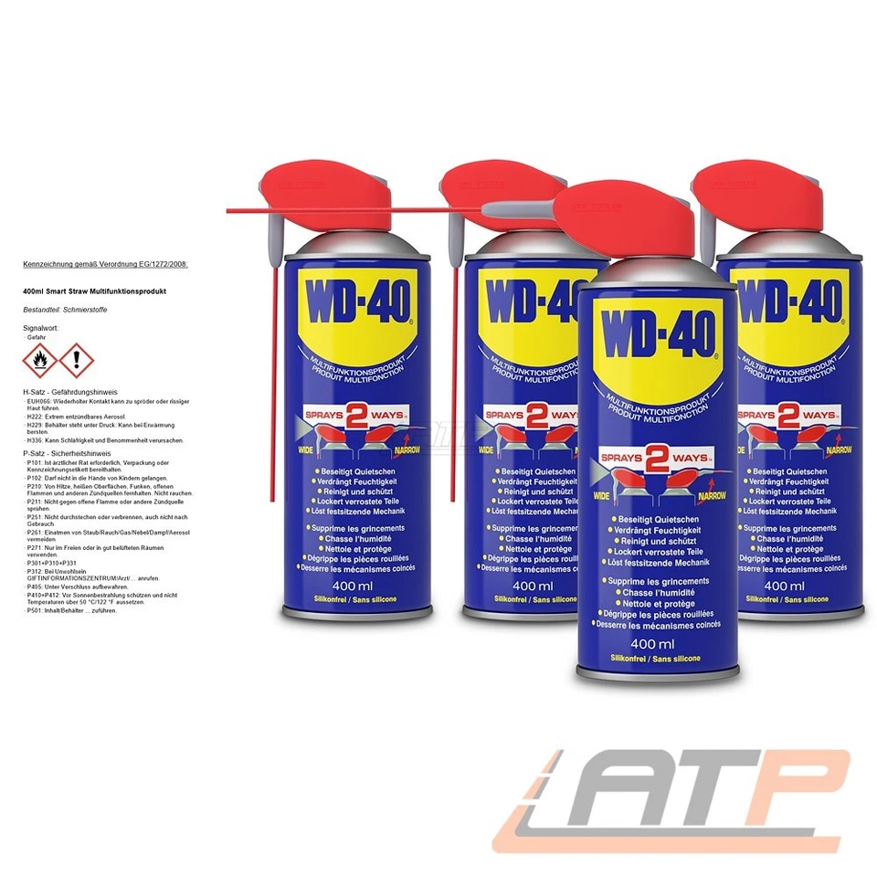 WD-40 4x400ml FÜR SMART STRAW MULTIFUNKTIONSPRODUKT VIELZWECK SPRAY ROSTLÖSER