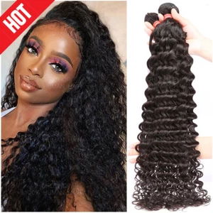 8A Unprocessed Deep Wave Brazilian Virgin Human Hair Weave Weft 3Bundles=300G US - Picture 1 of 16
