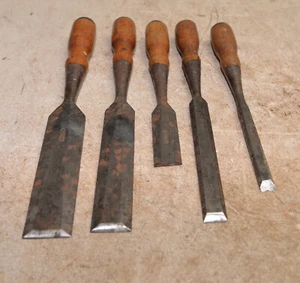 5 Stanley Everlast chisel lot 1 1/2 wide 1 1/4, 1", 3/4", 1/2" Everlasting tool - Picture 1 of 6