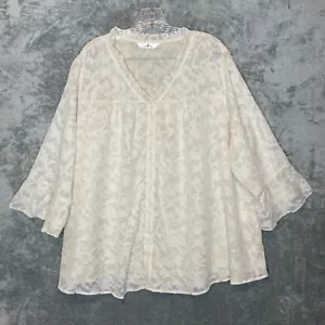 Women 3X Cream Lace Layered Boho Bohemian Peasant Top Blouse Cottage Fairy - Picture 1 of 11