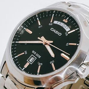 CASIO STANDARD MTP-1370D-1A2 Quartz Black Dial Analog Round From Japan 39.8mm - Picture 1 of 15