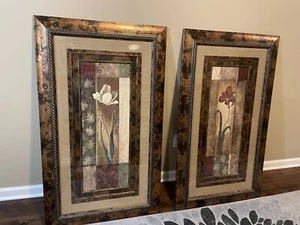 Pair Of Framed Floral Print Pictures.  Size 49” X29”.  Local Pick Up Only. - Picture 1 of 3