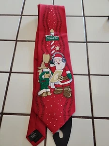 Noel  mens red Christmas Neck Tie Santa reindeer musical notes. Nwt - Picture 1 of 4