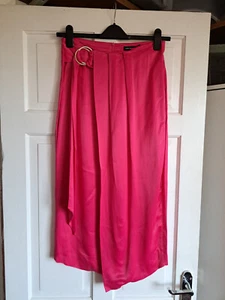 KAREN MILLEN Pink Satin Faux Wrap Midi Skirt Size 10 - Picture 1 of 7