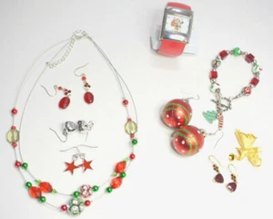 Christmas Jewelry Set Earrings Necklace Holiday Santa Angel Ornaments Bells Star - Picture 1 of 12