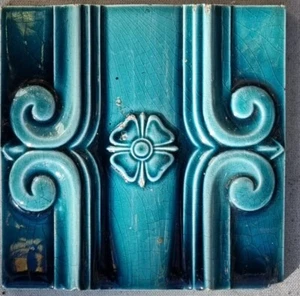 Colourful Antique 6" x 6" Victorian Tile circa 1900s - Picture 1 of 2