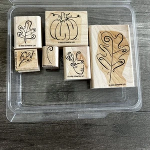 Vintage Stampin' Up Fall Whimsy Rubber Stamp Set 2003 Autumn Leaves Pumpkin - Picture 1 of 10