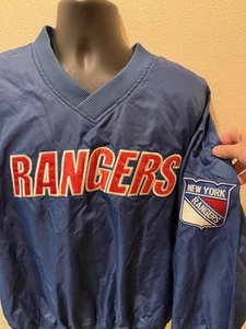 Vintage Starter NHL New York Rangers Pullover Warm-Up Jacke L Korea Blau 90er - Bild 1 von 5