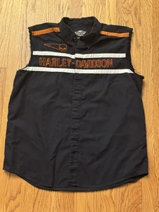 Harley Davidson Mechanics Shirt Mens XL Cutoff Sleeveless Spell Out Embroidered - Picture 1 of 13