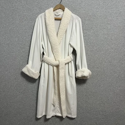 Bata Pottery Barn para mujer mediana blanca imitación sherpa cinturón felpa polar acogedora suave Foto 1 de 4