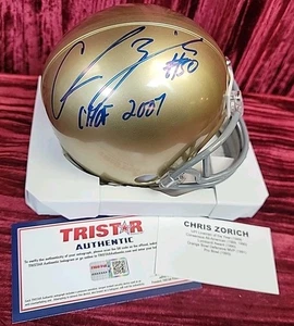 Mini casco CHRIS ZURICH NOTRE DAME IRISH COA TRISTAR AUTO firmato AUTOGRAFO - Foto 1 di 10