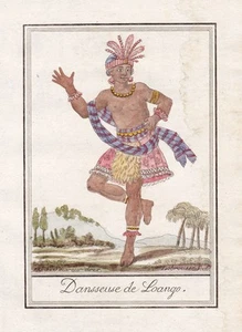 Loango dancer Congo Kongo Africa Grasset costume Kupferstich engraving 1780 - Picture 1 of 1