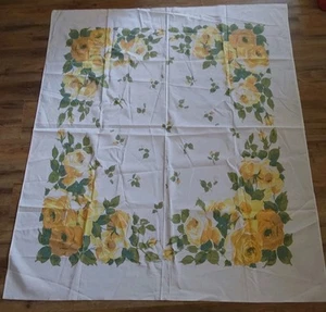 Mantel vintage rosas amarillas borde flores blancas 46,5x53,5 - Imagen 1 de 4