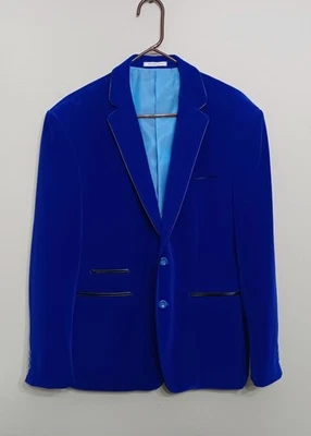 VINCI PHILOSOPHY Men's Velvet Blazer Sz-L (Slim Fit) Black Piping *Read Desc* - Image 1 of 4