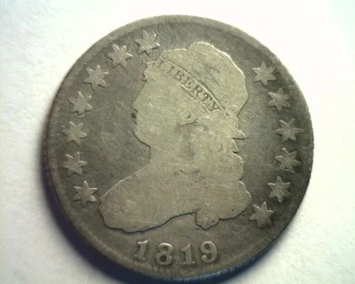 1819 BUSTO GRANDE TAPADO CUARTO BUENO/MUY BUENO G/VG MARRÓN 3 BONITO ORIGINAL Foto 1 de 2