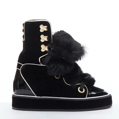 NICHOLAS KIRKWOOD Polly Neige botas de nieve ribete de piel charol negro Foto 1 de 4