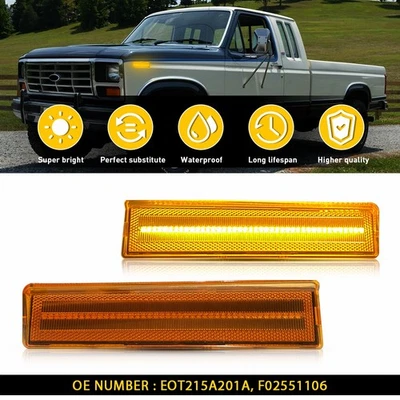 2x Luces de señalización laterales LED ámbar para Ford F-150 F-250 F-350 EXV 1980-1986 Foto 1 de 4
