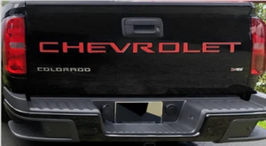 VINYL: Gloss Red Tailgate Letters Decals Chevrolet Colorado 2021 2022 - Picture 1 of 13
