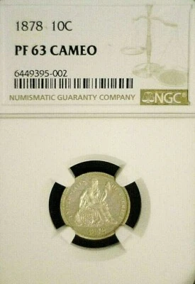 1878 SEATED LIBERTY DIME NGC PR63 CAMEO REDUCED 6/12/25 (1511) - Image 1 of 4