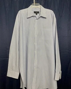Beverly Hills Polo Club Men's XXL Blue White Stripe Long Sleeve Dress Shirt - Picture 1 of 9