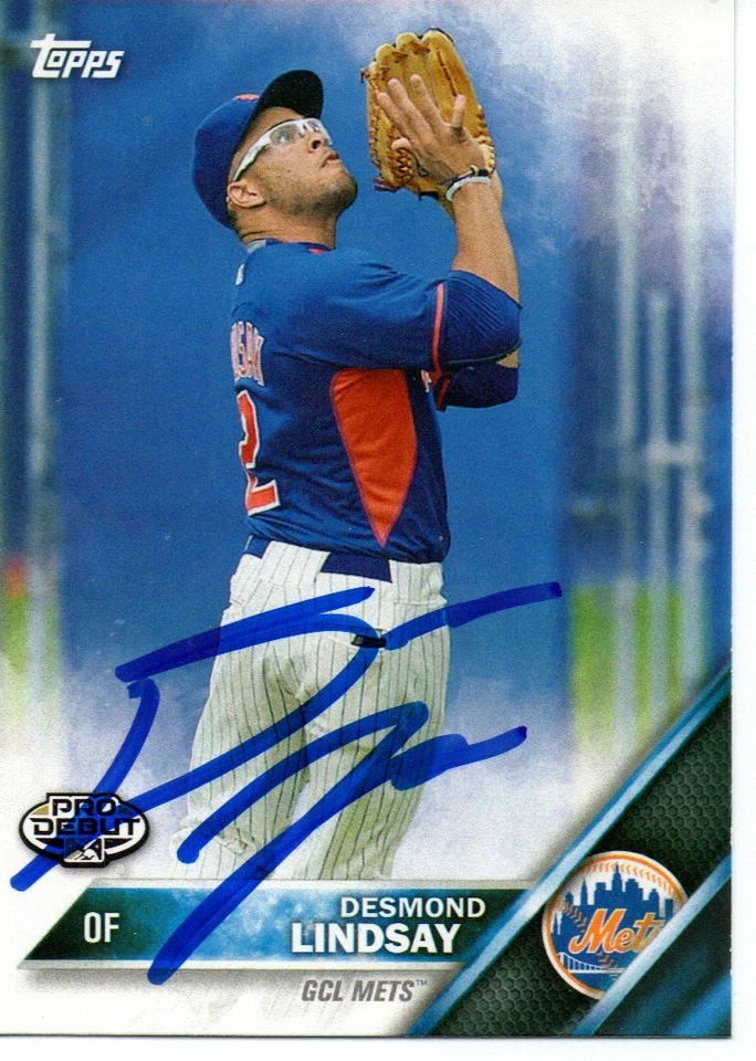 Desmond Lindsay New York Mets 2016 Topps Pro Debut Signed Card - Image 1 of 1
