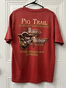 Harley Davidson Pig Trail T Shirt Eureka Springs Arkansas Mens Size L 2011 Red - Picture 1 of 5