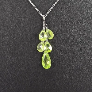 Lab Peridot Gemstone Pendant Necklace & Earrings 925 Sterling Silver Chain 17" - Picture 1 of 6