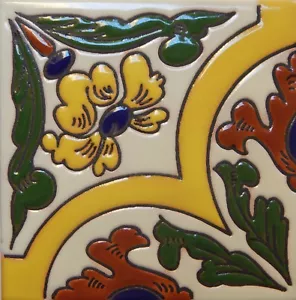 Piastrelle messicane altorilievo ceramica Cuerda Seca Malibu Santa Barbara piastrelle CS-30 - Foto 1 di 2