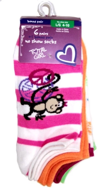 Paquete de 6 calcetines Total Girl No Show más un par extra nuevos con etiquetas S 7 - 10 o L 4 - 10 Foto 1 de 4